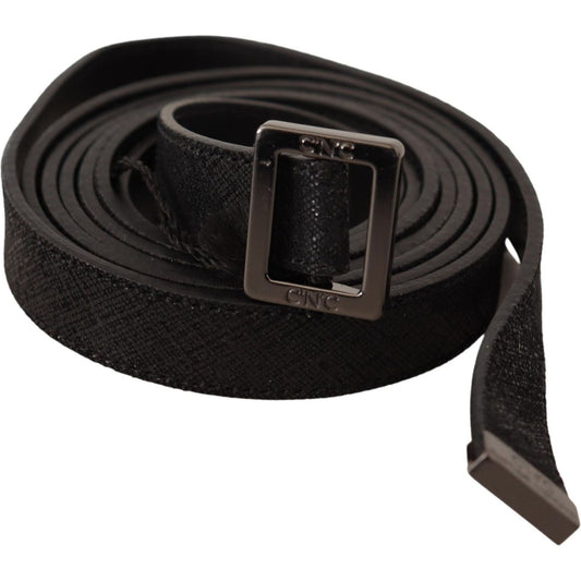 Costume National Black Leather Metal Buckle Waist Belt BEL61043-85