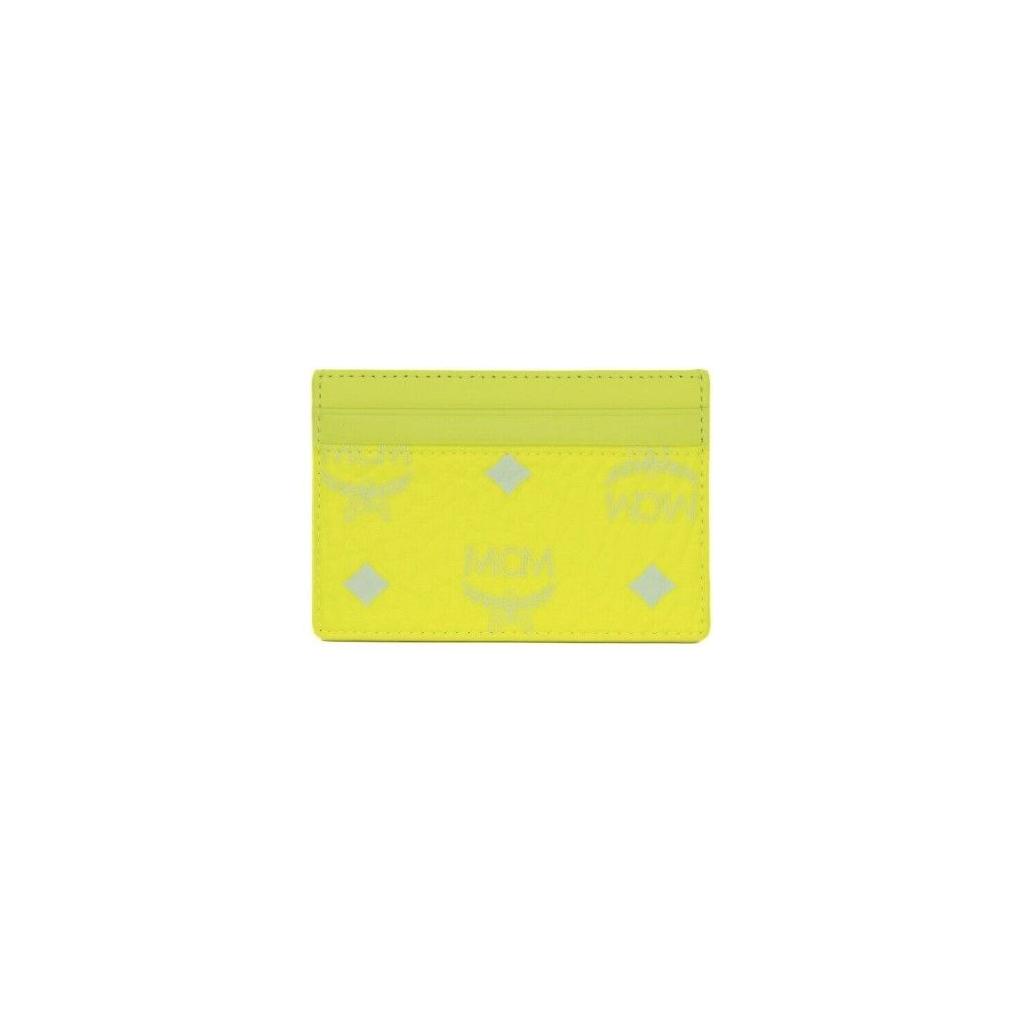 محفظة بطاقات جلدية من MCM Spectrum Diamond Mini Neon Yellow Visetos