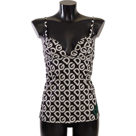 Dolce & Gabbana Black White Logo Print Camisole Top Underwear BIK1524-1