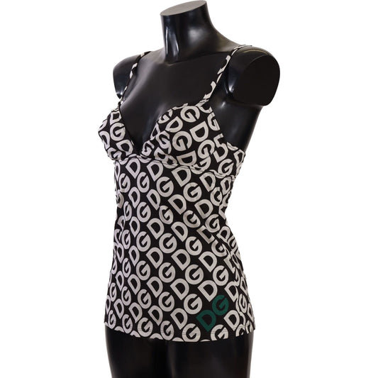 Dolce & Gabbana Black White Logo Print Camisole Top Underwear BIK1524-1