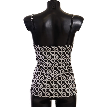 Dolce & Gabbana Black White Logo Print Camisole Top Underwear