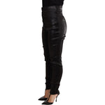 Dolce & Gabbana Black Silver Lurex Thread Cotton Stretch Pants PAN71900-42