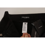 Dolce & Gabbana Black Silver Lurex Thread Cotton Stretch Pants PAN71900-42