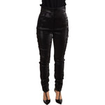 Dolce & Gabbana Black Silver Lurex Thread Cotton Stretch Pants PAN71900-42