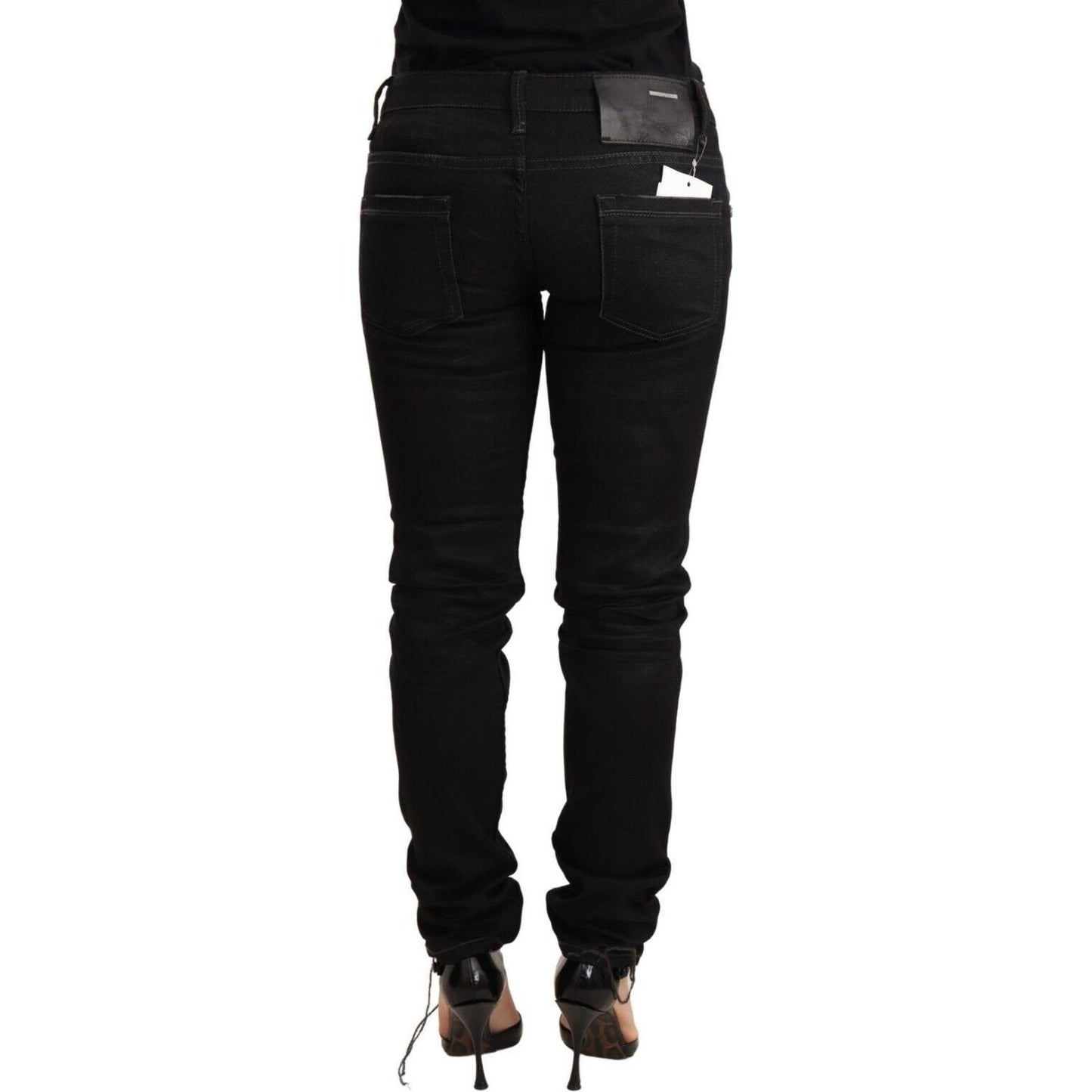 Acht Black Washed Cotton Slim Fit Denim Low Waist Trouser Jeans PAN71810-26