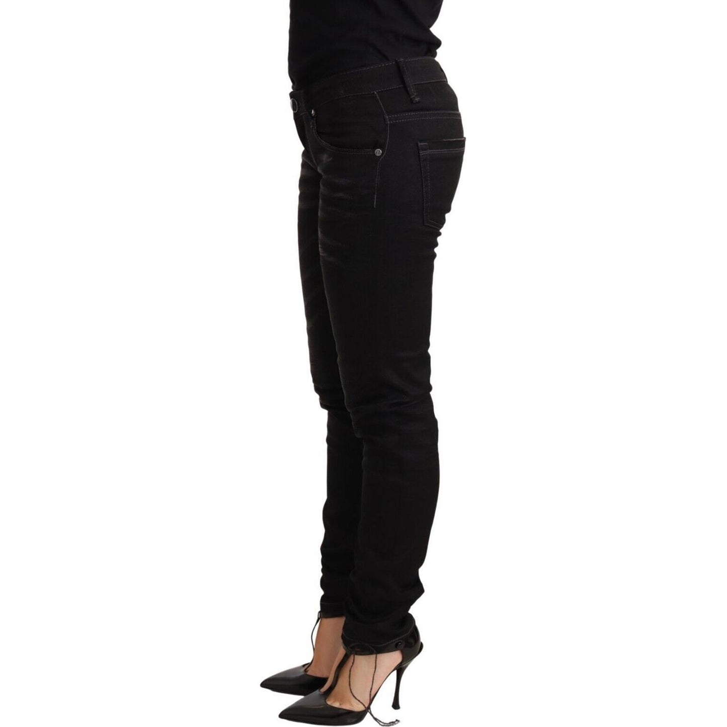 Acht Black Washed Cotton Slim Fit Denim Low Waist Trouser Jeans PAN71810-26