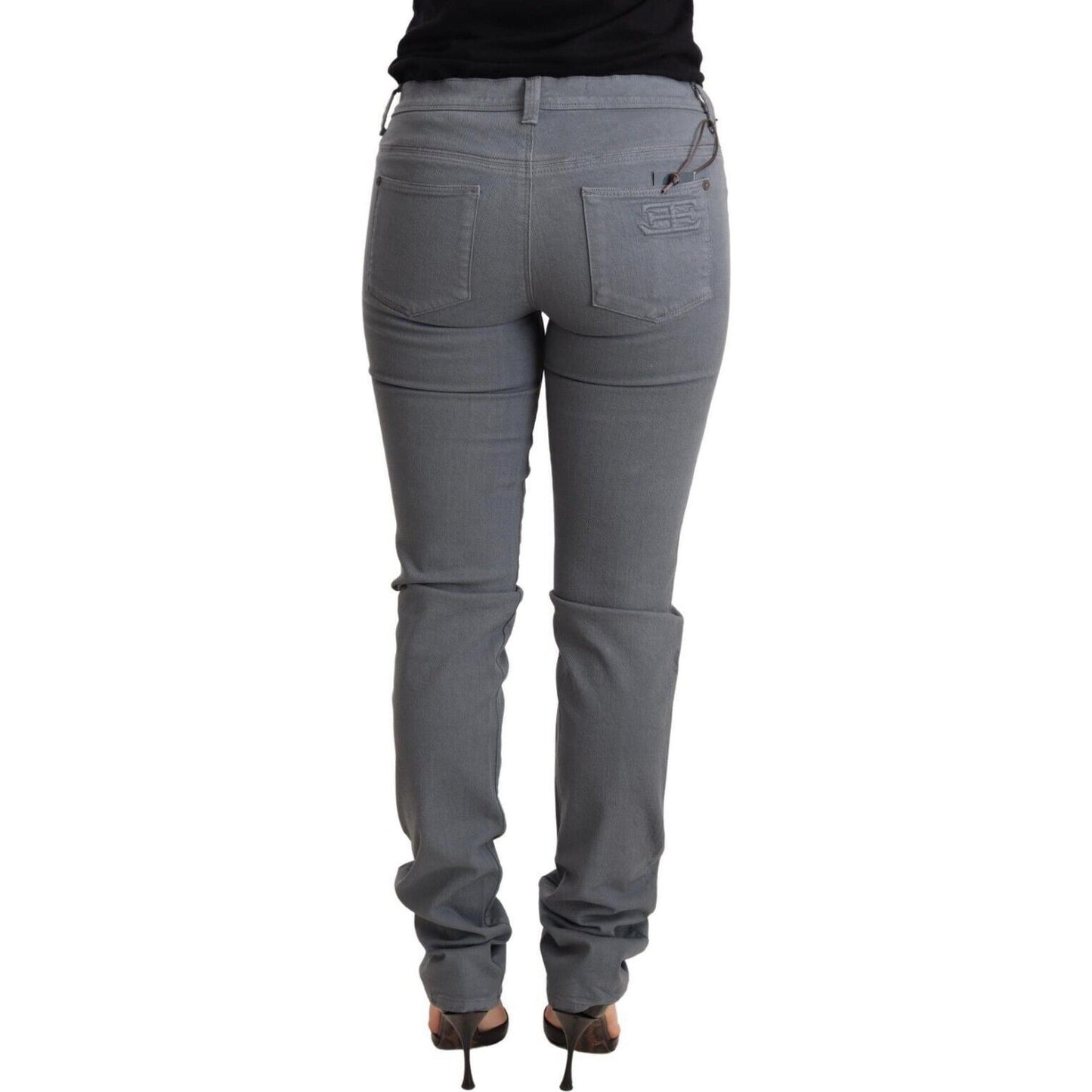 Ermanno Scervino Gray Low Waist Skinny Slim Trouser Cotton Jeans