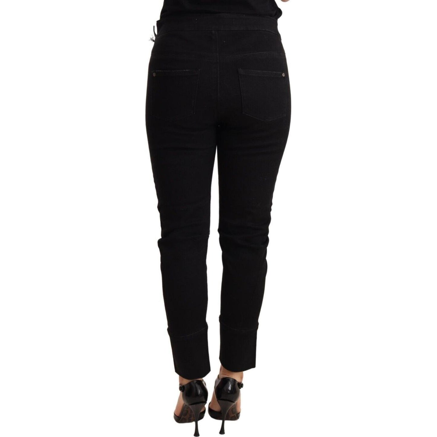 Ermanno Scervino Black Low Waist Skinny Slim Trouser Cotton Jeans
