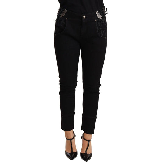 Ermanno Scervino Black Low Waist Skinny Slim Trouser Cotton Jeans PAN72065-26