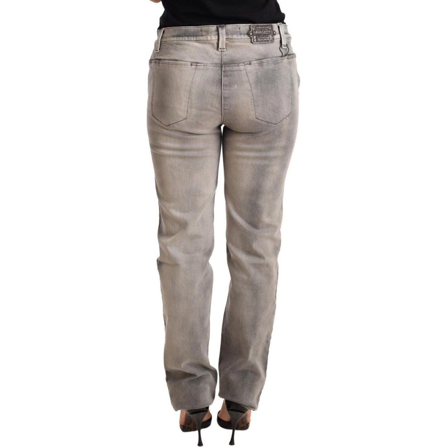 Ermanno Scervino Gray Washed Low Waist Skinny Trouser Cotton Jeans PAN72067-27
