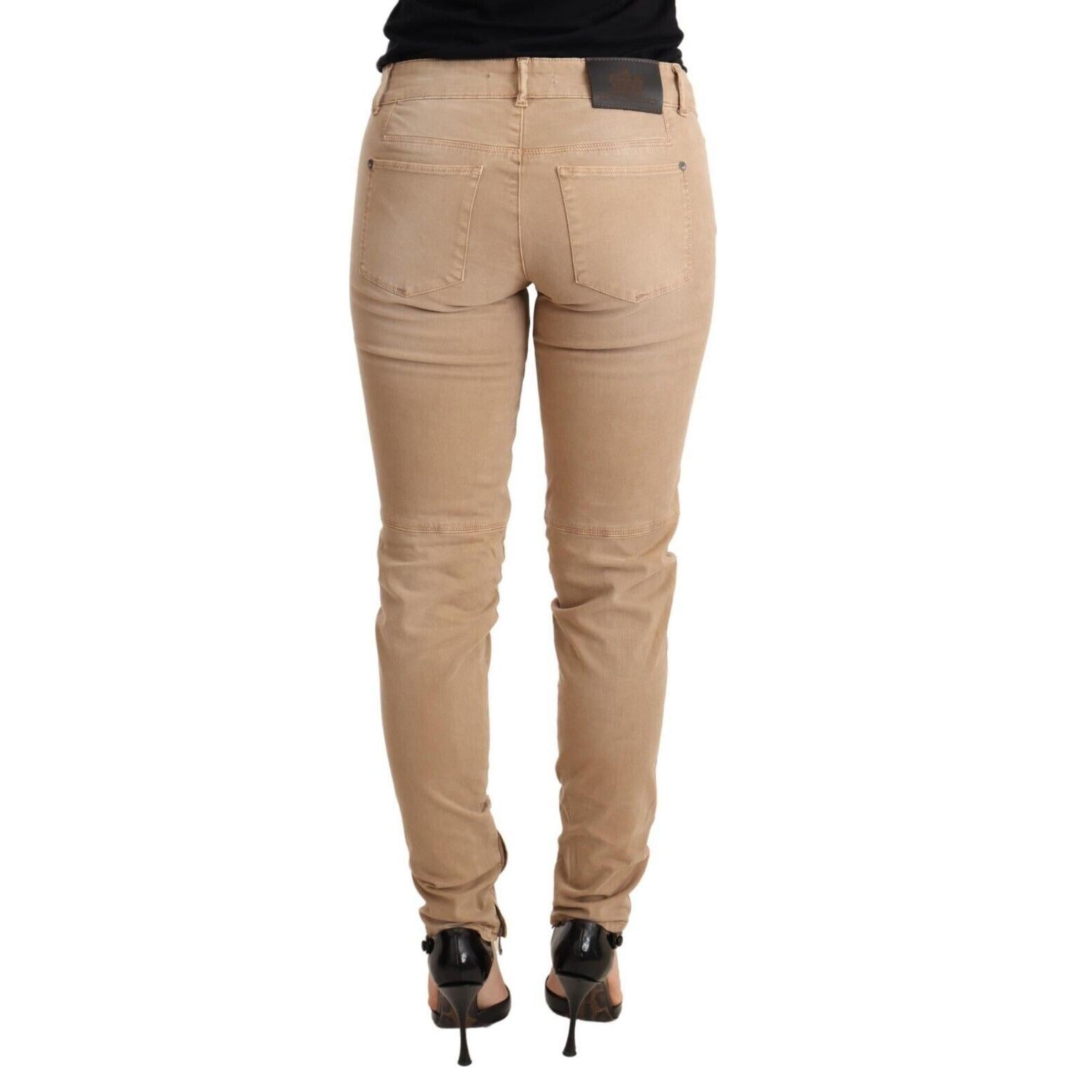 Ermanno Scervino Brown Low Waist Skinny Denim Trouser Cotton Jeans