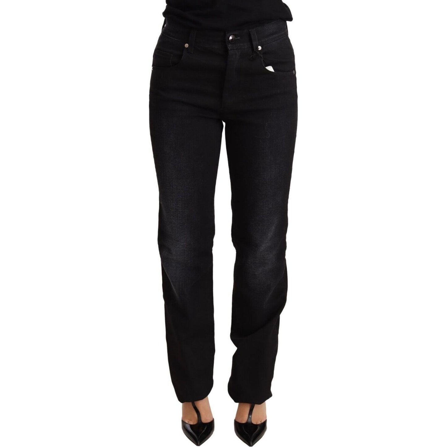 Ermanno Scervino Black Washed Straight Denim Trouser Cotton Jeans