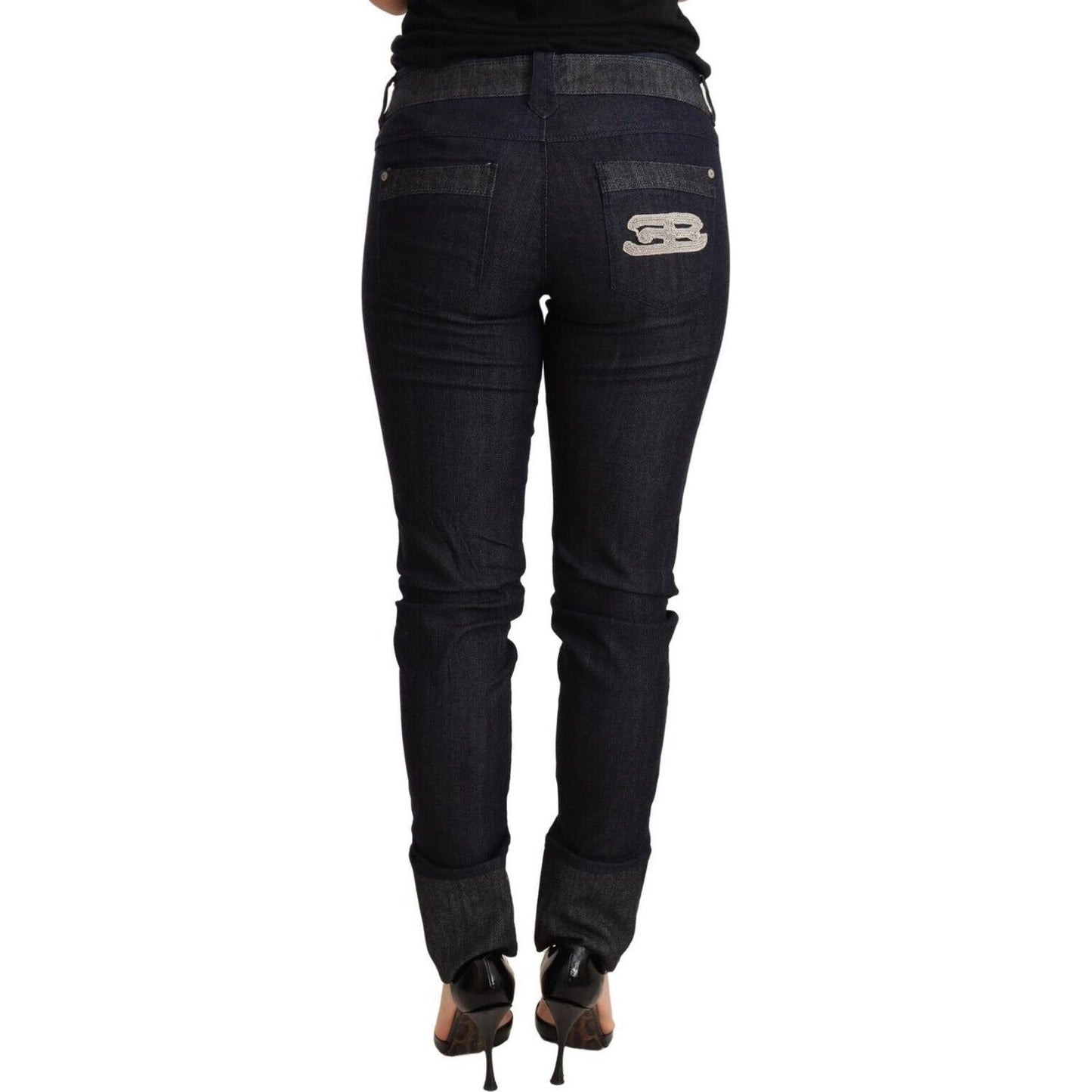 Ermanno Scervino Blue Skinny Folded Hem Denim Trouser Cotton Jeans PAN72193-26