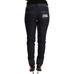Ermanno Scervino Blue Skinny Folded Hem Denim Trouser Cotton Jeans PAN72193-26