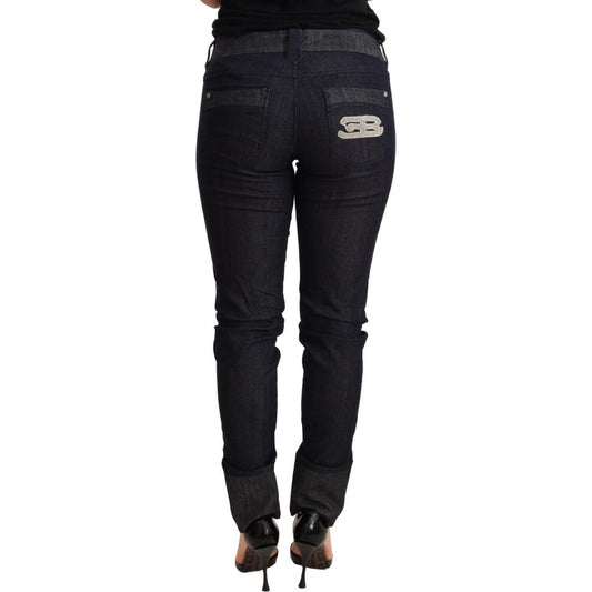 Ermanno Scervino Blue Skinny Folded Hem Denim Trouser Cotton Jeans PAN72193-26