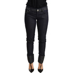 Ermanno Scervino Blue Skinny Folded Hem Denim Trouser Cotton Jeans PAN72193-26