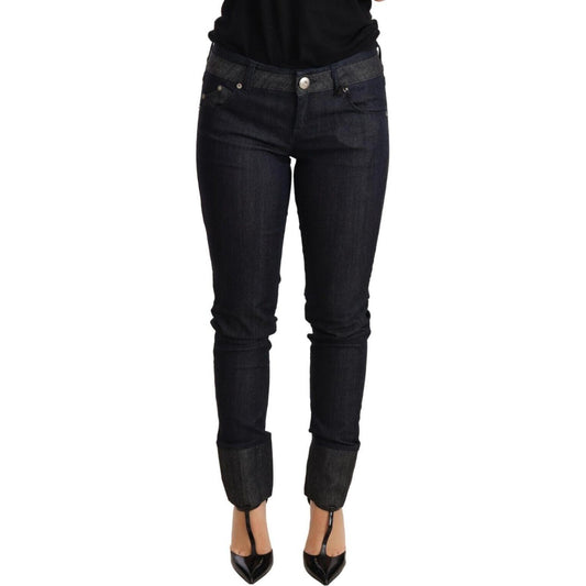 Ermanno Scervino Blue Skinny Folded Hem Denim Trouser Cotton Jeans PAN72193-26