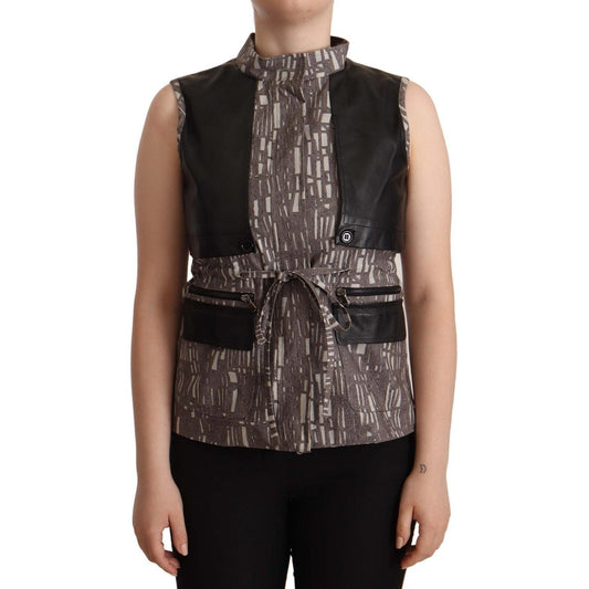 Comeforbreakfast Brown Black Vest Leather Sleeveless Top Blouse WOMAN TOPS AND SHIRTS