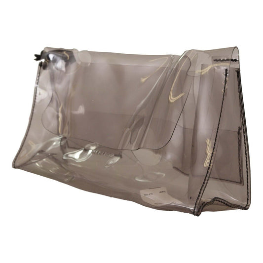 PINKO Black Clear Plastic Transparent Pouch Purse Clutch Bag VAS13033