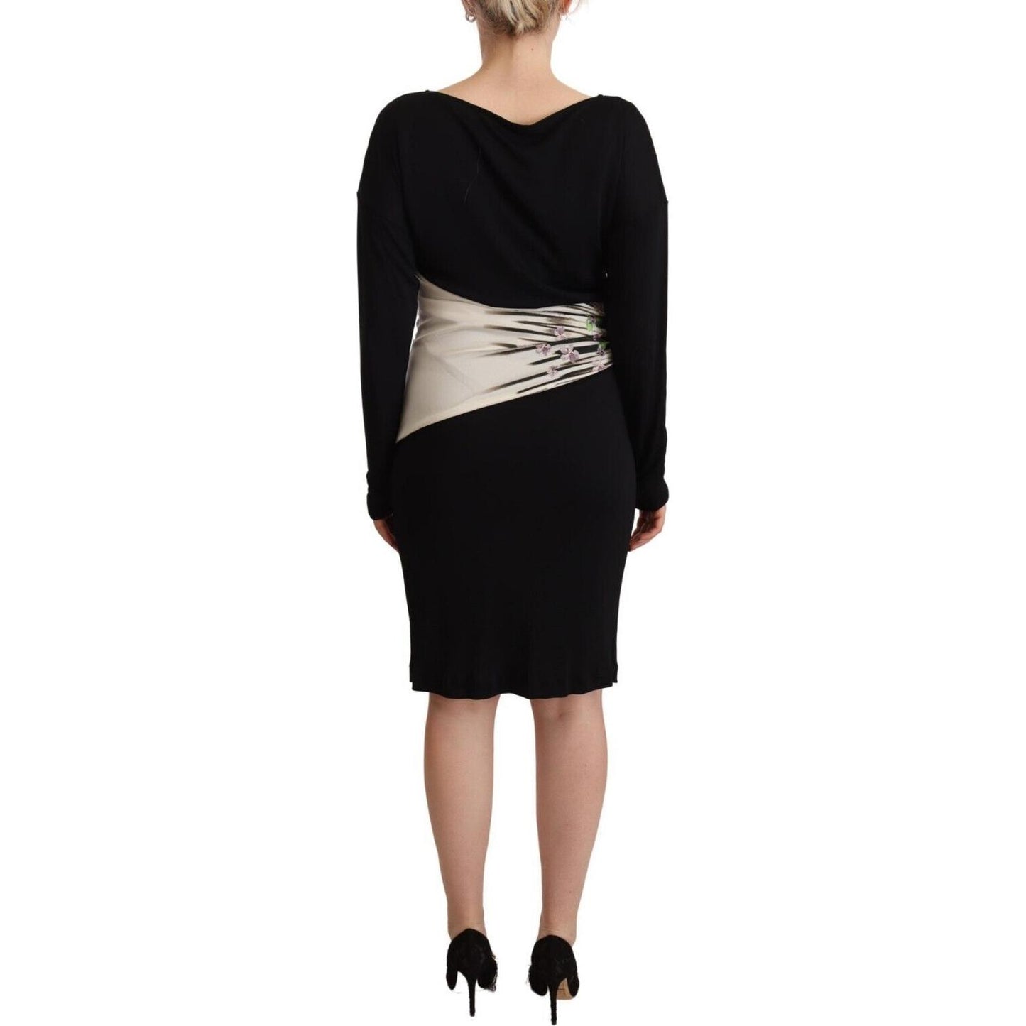 Roberto Cavalli Black Silver Sheath Knee Length Dress DR28558 - 48
