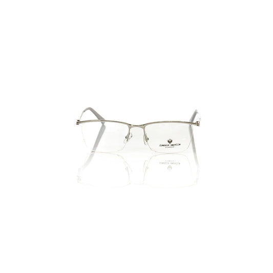 Frankie Morello Silver Metallic Unisex Frame eyeglasses with gold metal and Havana arms, classic Clubmaster style, front view.