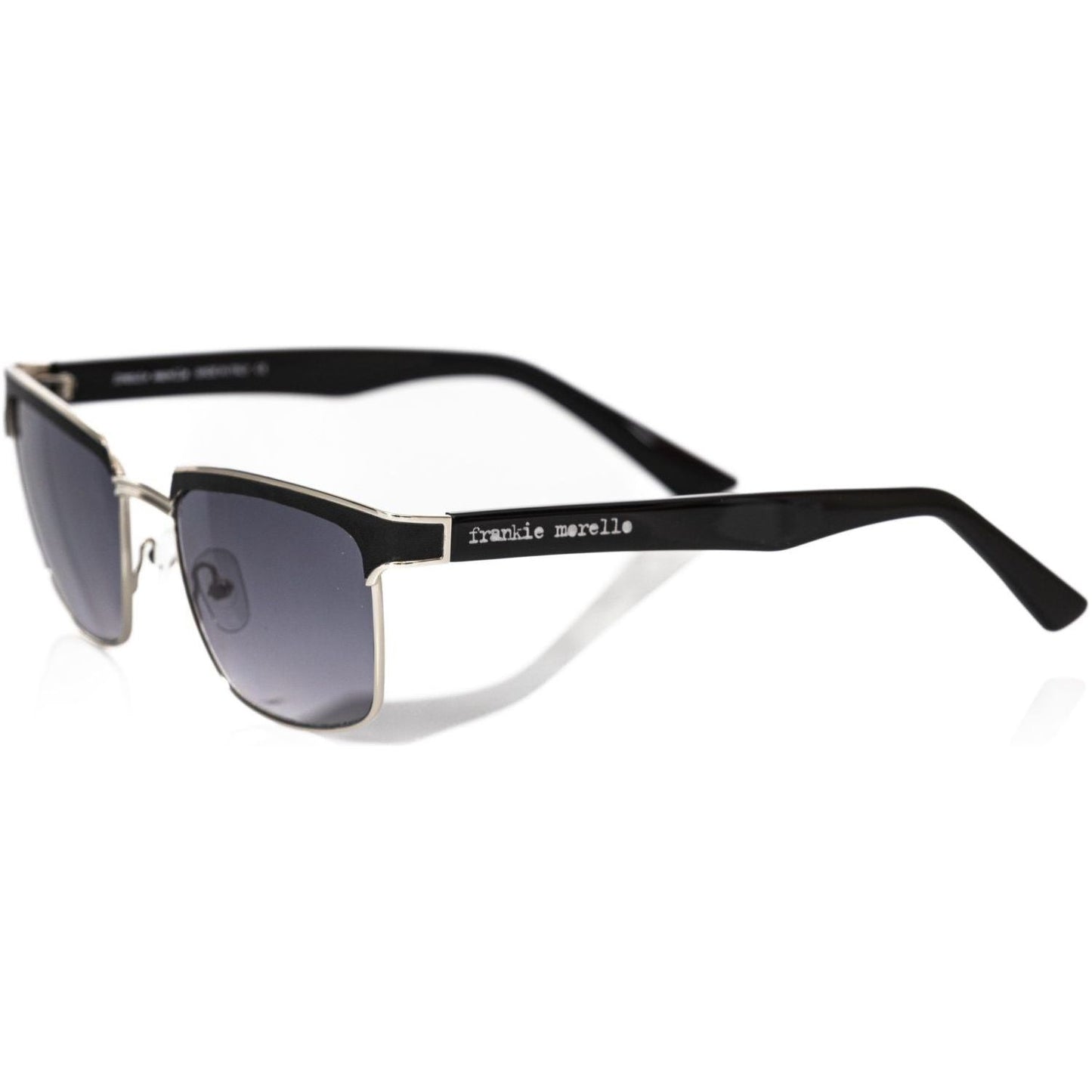 Frankie Morello Black Metallic Fibre Men Sunglasses