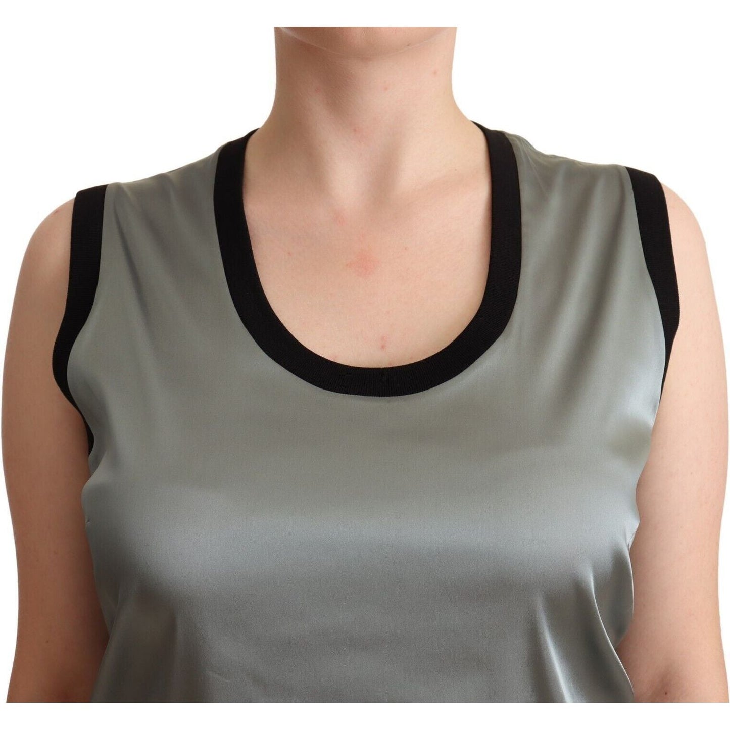Dolce & Gabbana Silver Round Neck Sleeveless Casual Tank Top WOMAN TOPS AND SHIRTS