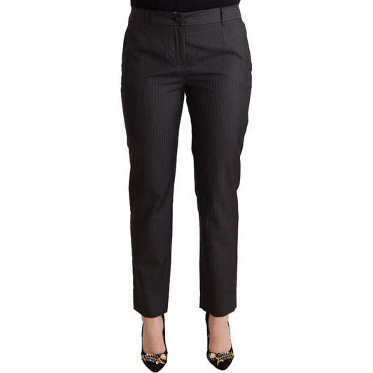 Dolce & Gabbana Black Striped Wool Tapered Trouser Pants PAN72362 - 44