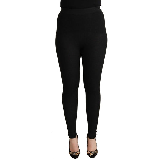 Dolce & Gabbana Black Cashmere Stretch Waist Tights Pants PAN71085 - 40