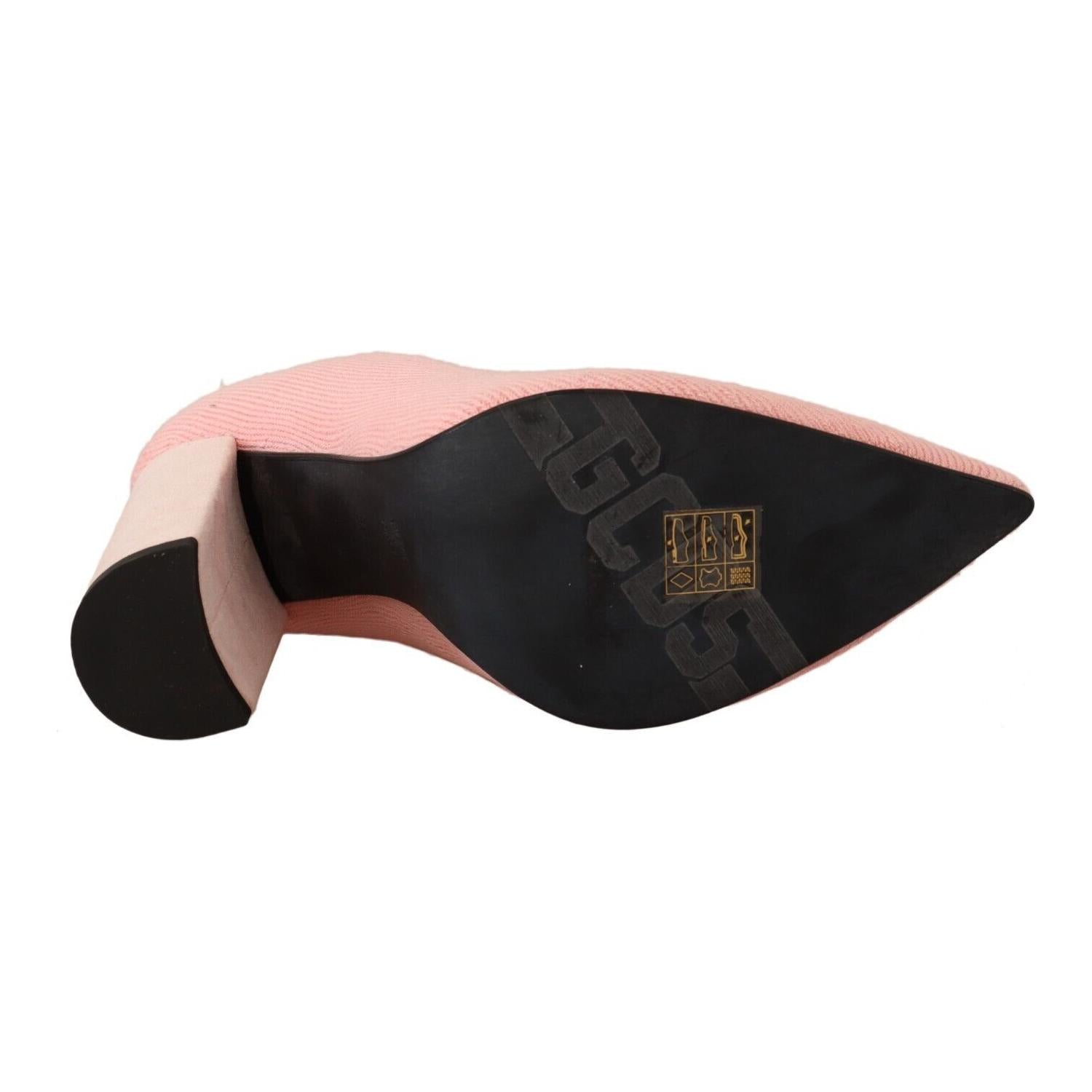 حذاء GCDS أنيق من الجلد السويدي باللون الوردي مع جوارب بشعار