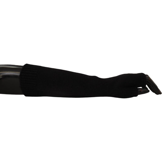 Dolce & Gabbana Black Knitted Fingerless Elbow Length Gloves LB3060 - 7.5