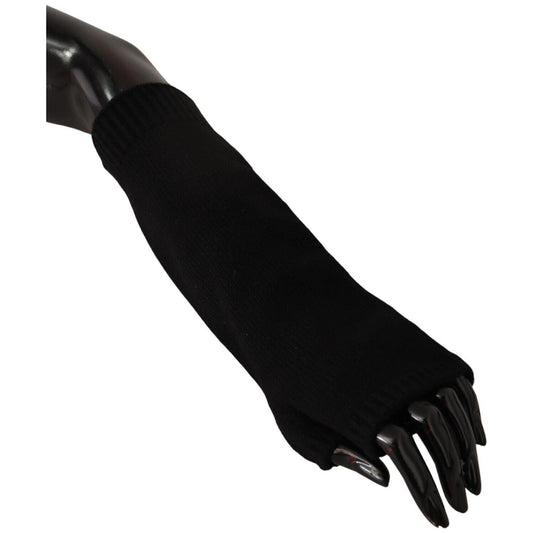 Dolce & Gabbana Black Knitted Fingerless Elbow Length Gloves LB3060 - 7.5