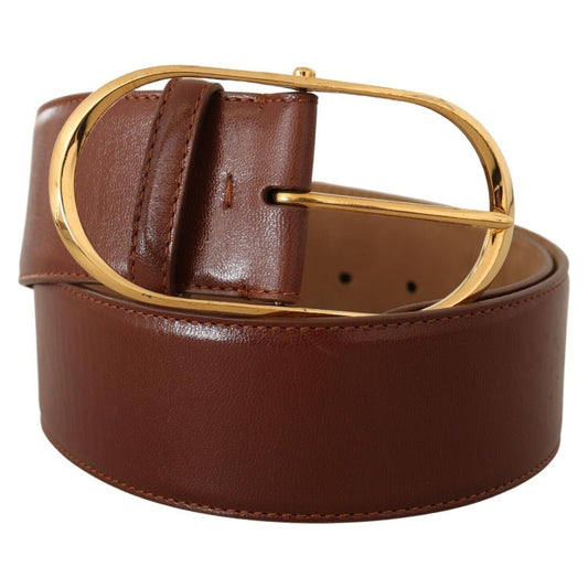 Dolce & Gabbana Brown Leather Gold Metal Oval Buckle Belt BEL8340 - 75