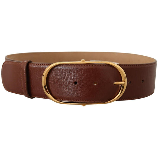 Dolce & Gabbana Brown Leather Gold Metal Oval Buckle Belt BEL8340 - 75