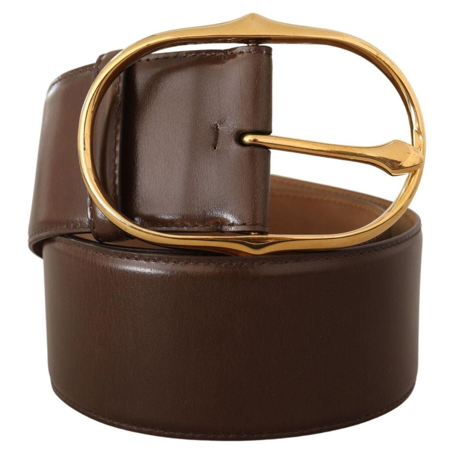 Dolce & Gabbana Brown Leather Gold Metal Oval Buckle Belt BEL8380 - 75