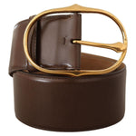 Dolce & Gabbana Brown Leather Gold Metal Oval Buckle Belt BEL8380 - 75