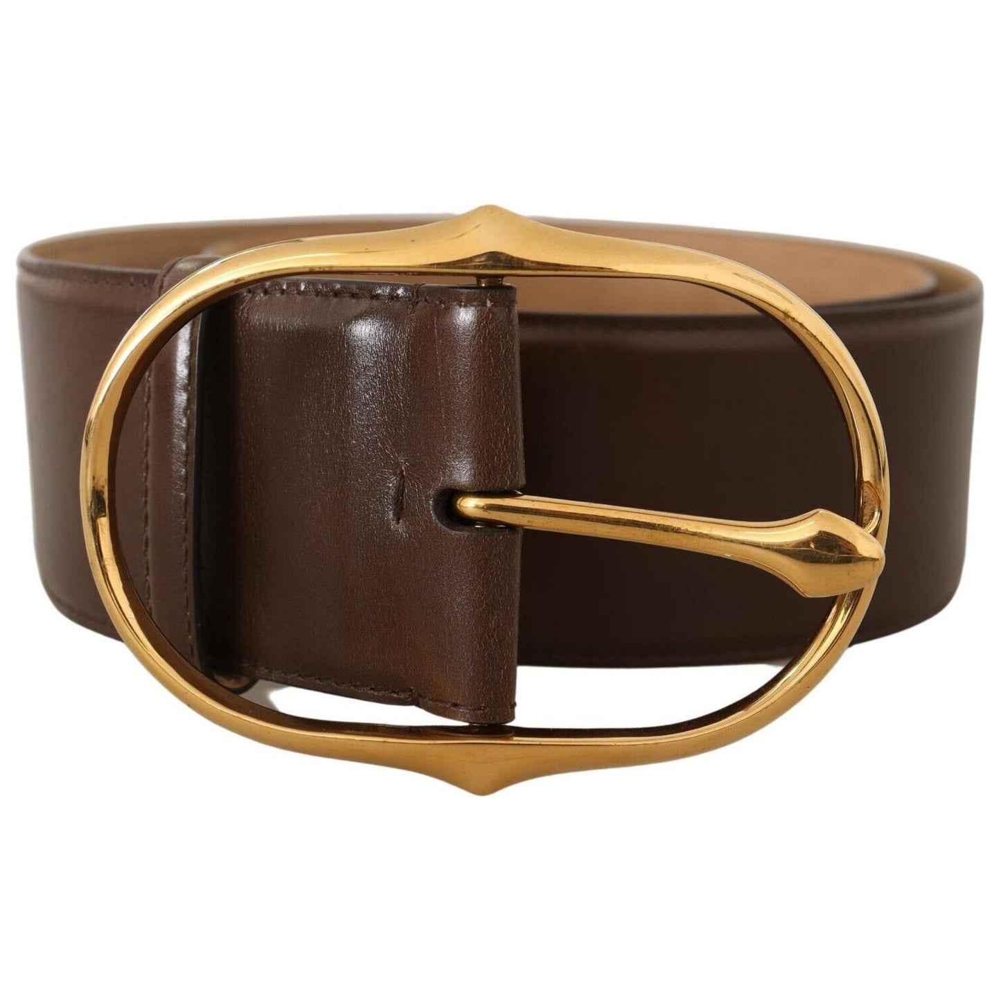 Dolce & Gabbana Brown Leather Gold Metal Oval Buckle Belt BEL8380 - 75