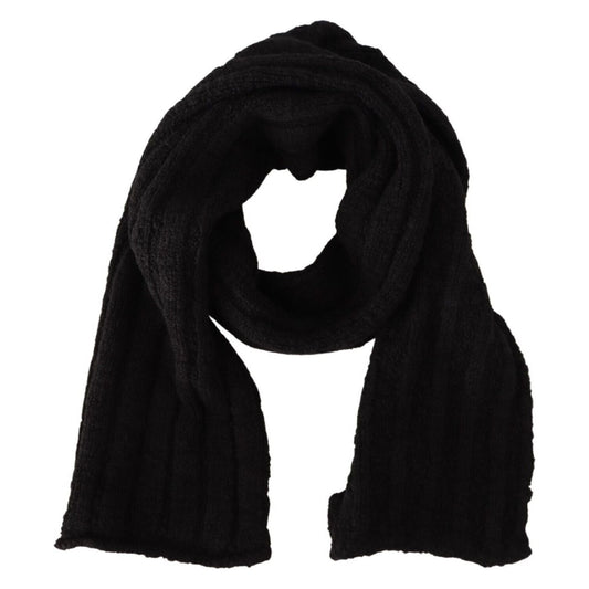 Dolce & Gabbana Black Virgin Wool Knitted Unisex Warmer Shawl Scarf MS6086