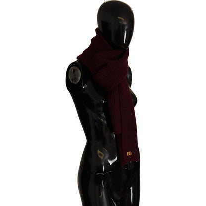 Dolce & Gabbana Dark Red Cashmere Logo Wrap Shawl Knitted Scarf