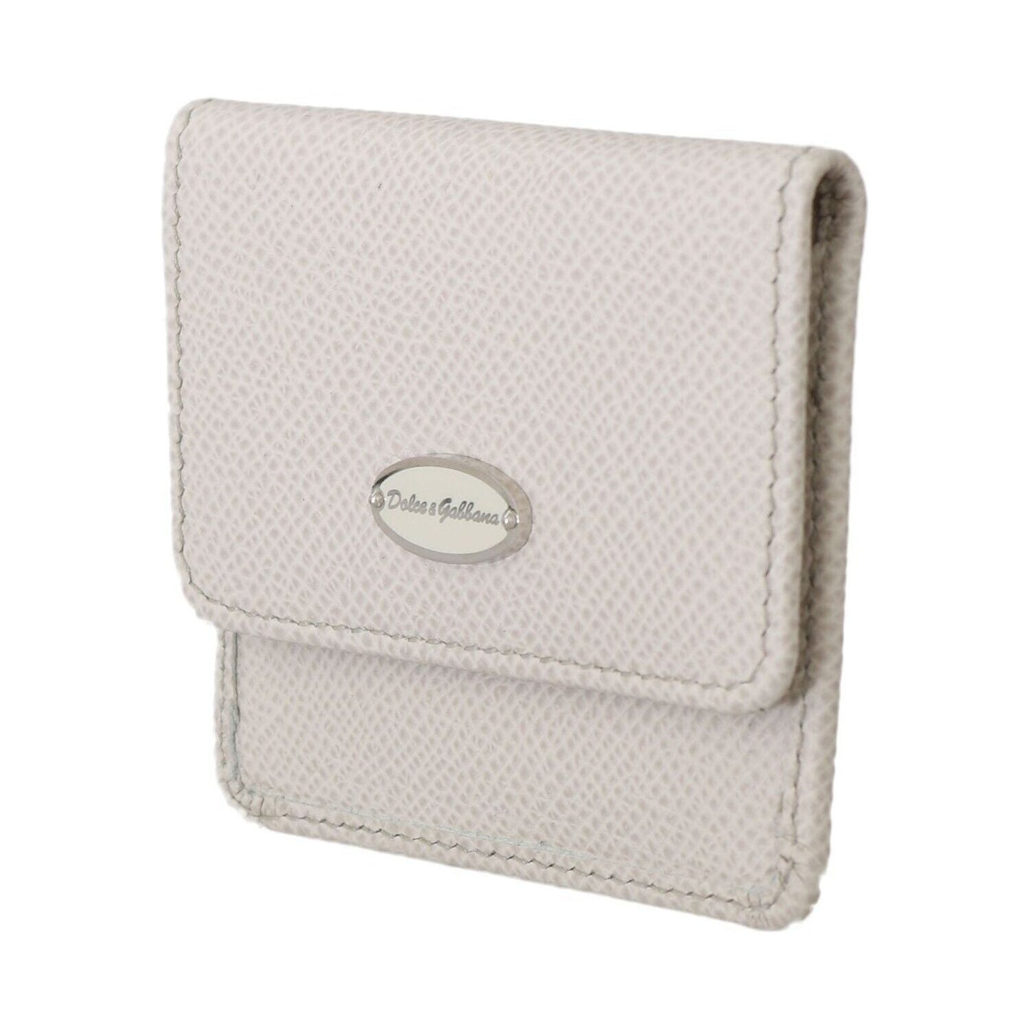 Dolce & Gabbana White Dauphine Leather Holder Pocket Wallet Condom Case VAS15181