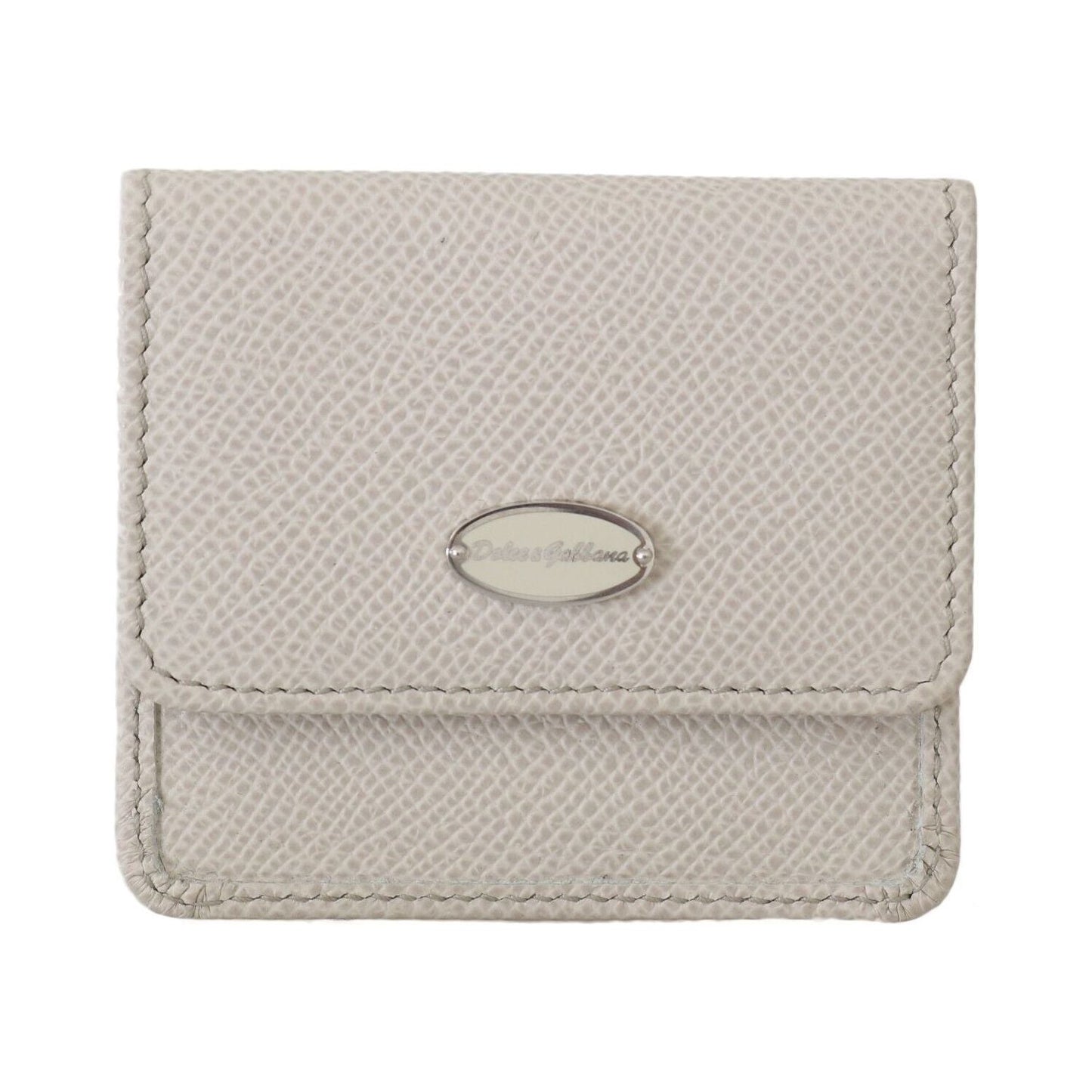 Dolce & Gabbana White Dauphine Leather Holder Pocket Wallet Condom Case VAS15181