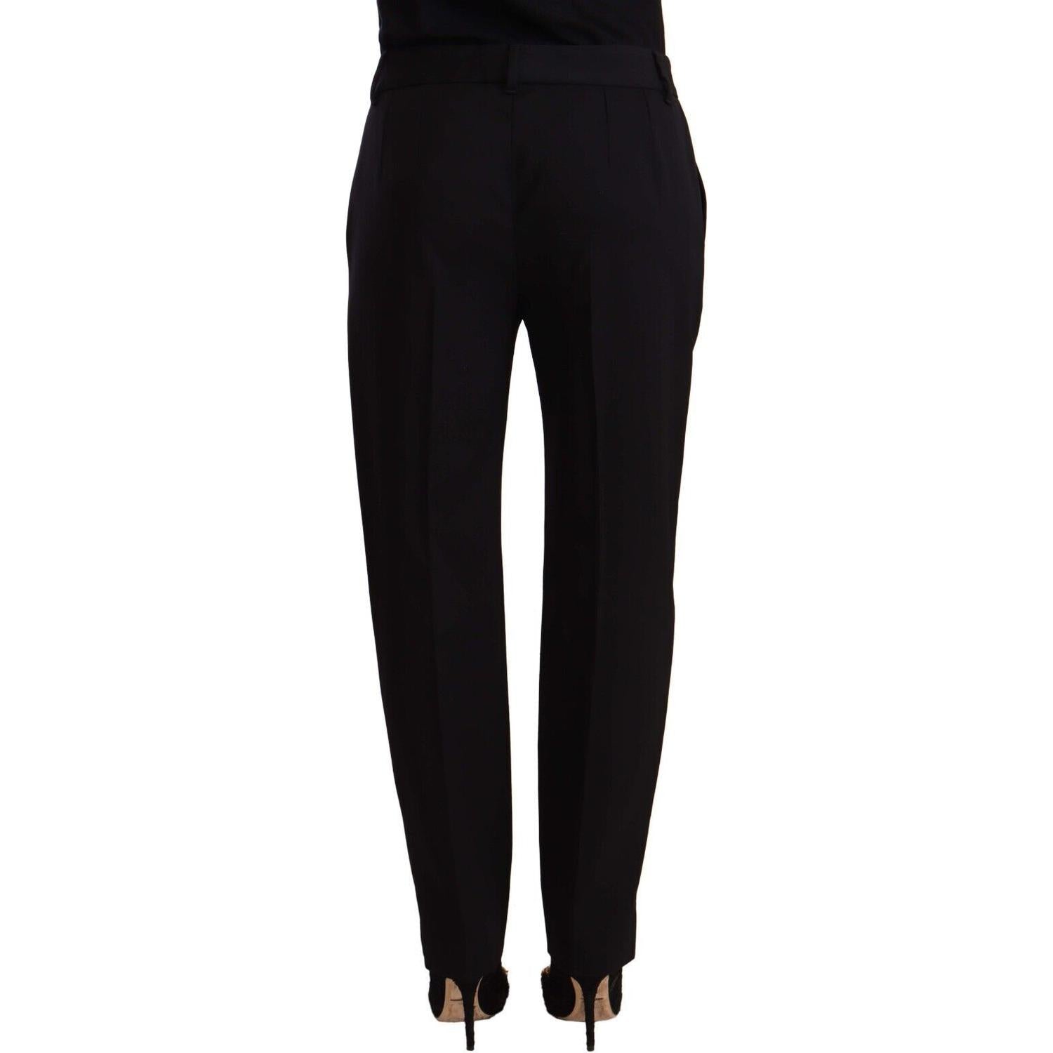 Dolce & Gabbana Black Mid Waist Skinny Trouser Wool Pants
