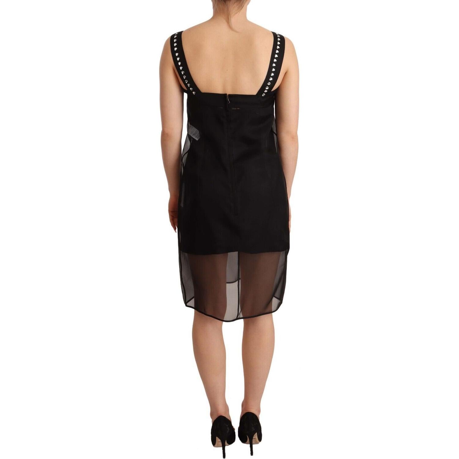 Dolce & Gabbana Black Silk Stretch Crystal Sheath Mini Dress