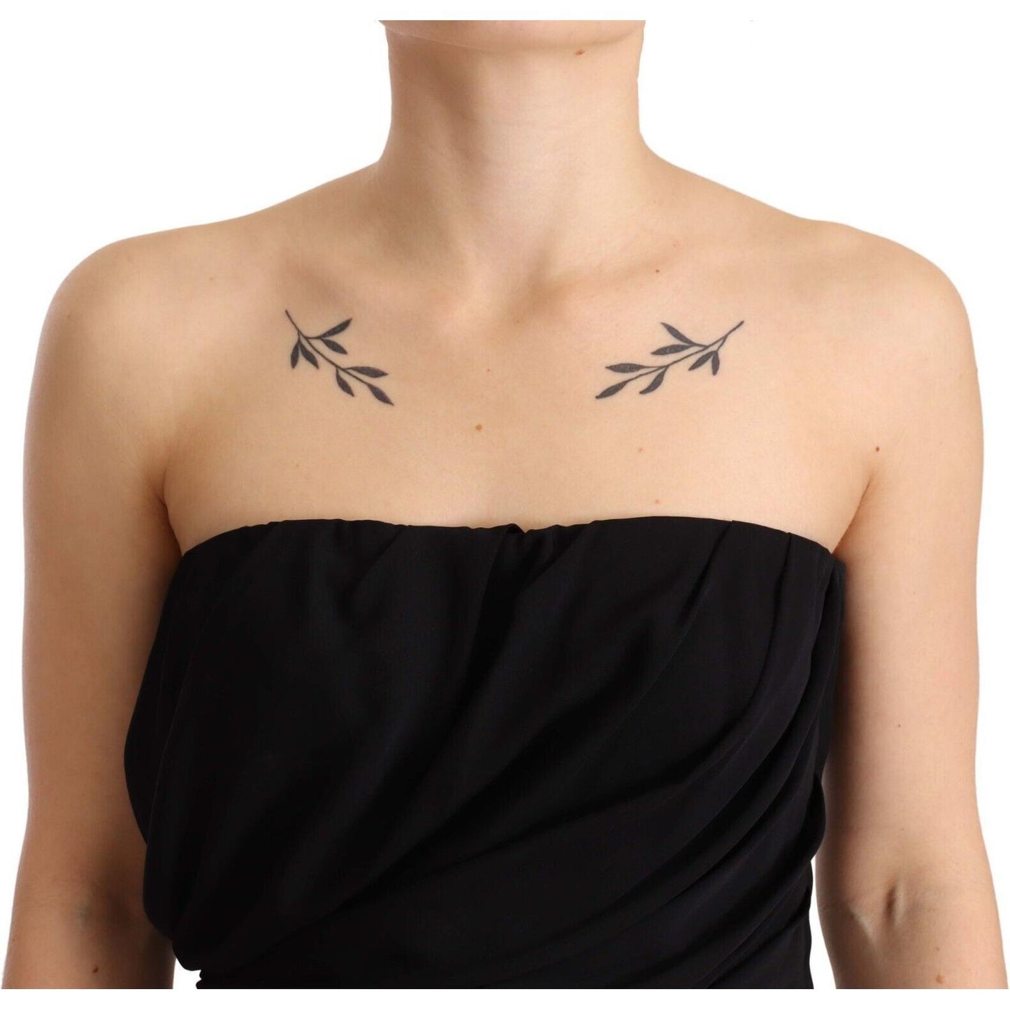Dolce & Gabbana Black Silk Stretch Strapless Sheath Midi Dress DR28252 - 40