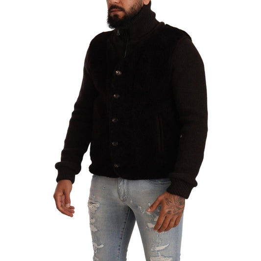 Dolce & Gabbana Black Leather Mens Turtle Neck Coat Jacket JKT3070 - 48