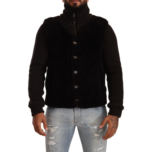Dolce & Gabbana Black Leather Mens Turtle Neck Coat Jacket JKT3070 - 48