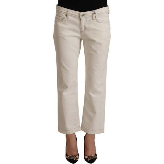 Dolce & Gabbana Off White Cotton Flared Cropped Denim Jeans PAN72350 - 29