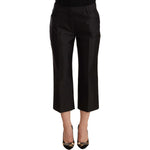 Dolce & Gabbana Black 100% Silk Flared Cropped Pants PAN72356 - 42
