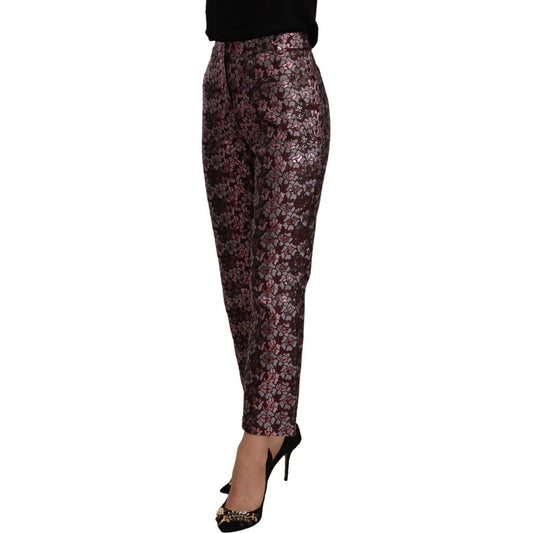 House of Holland Multicolor Floral Jacquard Flared Cropped Pants PAN72585 - 42