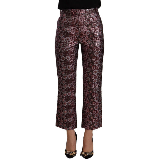 House of Holland Multicolor Floral Jacquard Flared Cropped Pants PAN72585 - 42